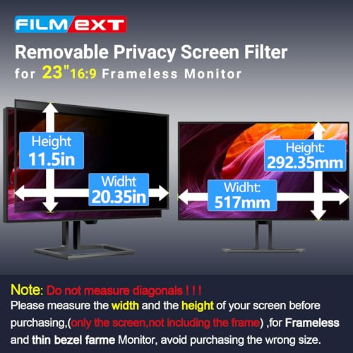Image of FILMEXT 2026 Upgrade 23 Inch Computer Privacy Screen Filter | Monitor Privacy Screen for 16:9 All-in-One Desktop /Frameless Monitor, Bubble Free Anti Spy Blue Light Filter for Computer