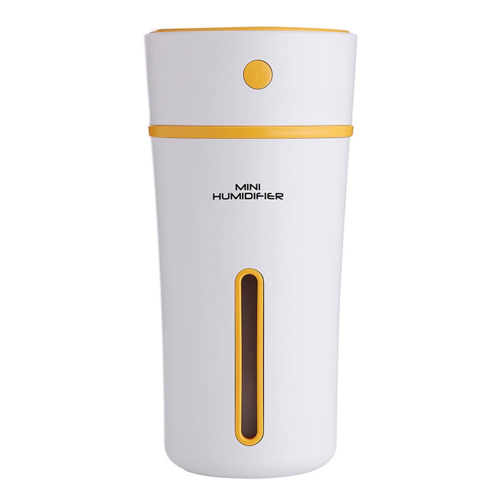 USB Ultrasonic Cool Mist Humidifier, 300ml Heart Cup Style Mini Cute Air Humidifier with Night Light for Bedrooms, Home, Office, Baby, Yoga, Car, by (Orange)