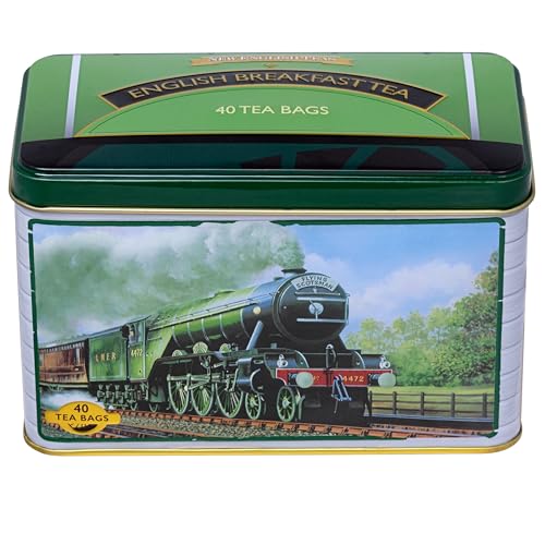 New English Teas Flying Scotsman Steam Train Tea Tin with 40 English Breakfast Tea Bags