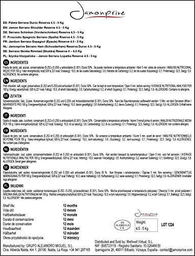 Serrano Schinken (Vorderschinken) Reserva 4,5 - 5 Kg - Spanischer Schinken