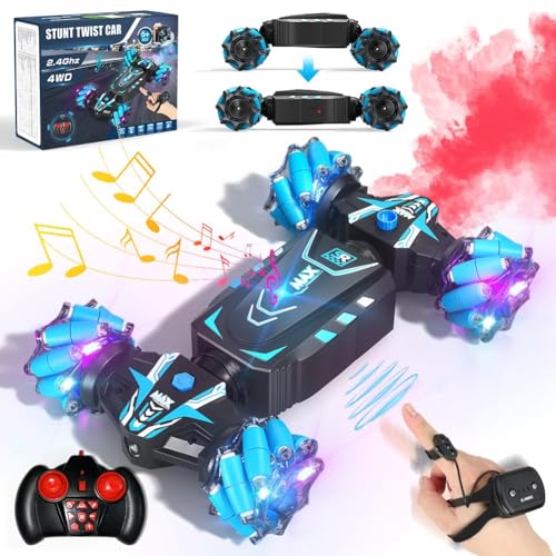 Axirata Remote Control Car Hand Controlled Gesture RC Stunt Car with Spray & Lights & Music for Kids...