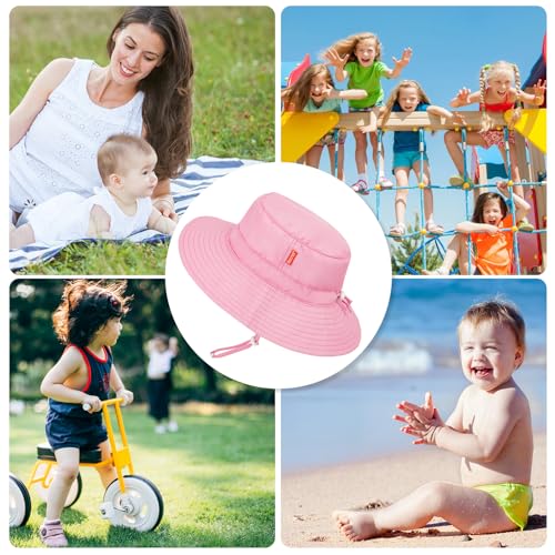Image of HECCEI Toddler Baby Sun Hat, UPF 50+ Wide Brim Infant Bucket Hats for 0-6Y