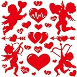 Censen 77 Pieces Valentine Cutouts Set 72 Cupid Heart Bulletin Board with 5 Dispensing Glues Red White CardStock Cutouts for Crafts for Valentine Windows Wall Wedding Favor Party Decorations