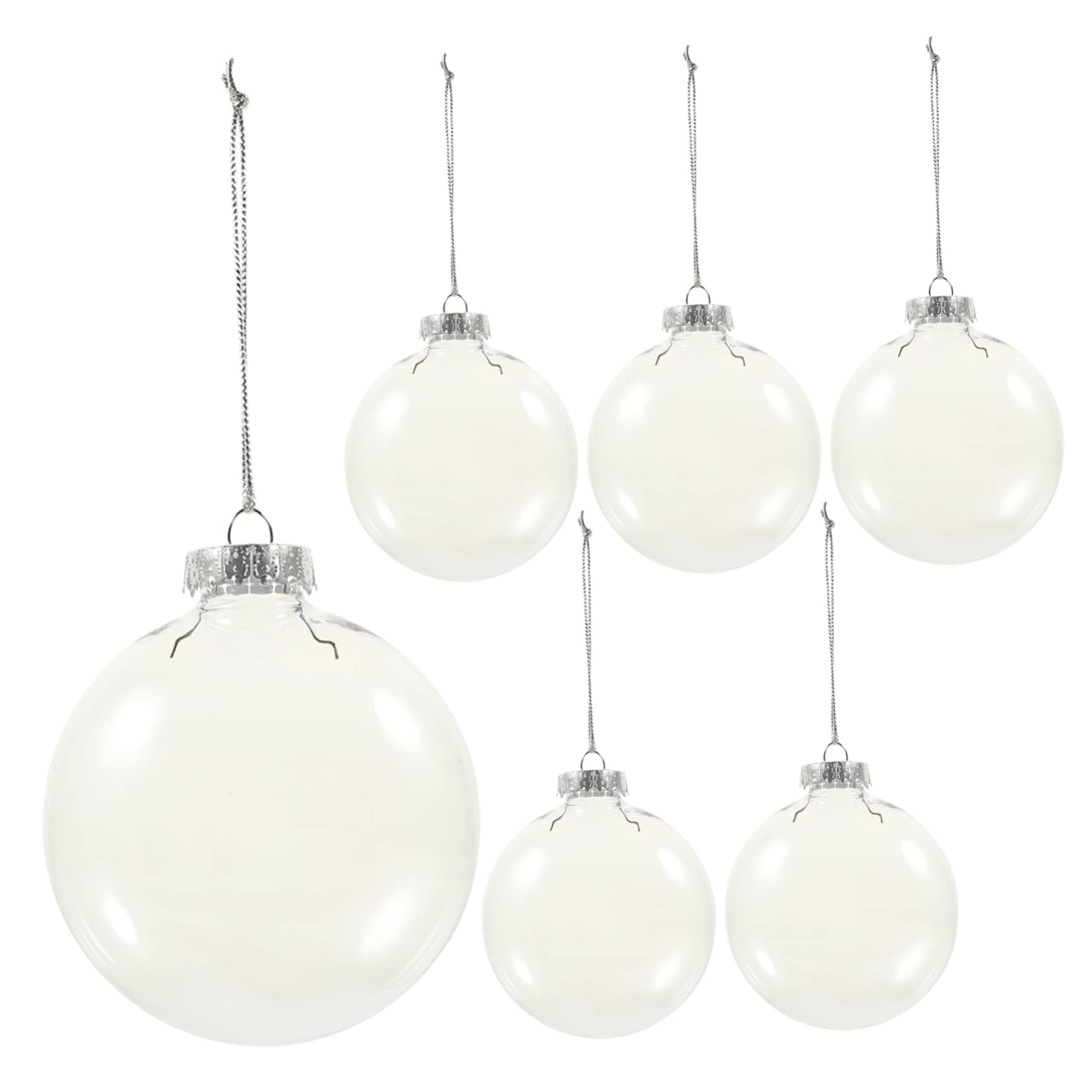 Zerodeko Bolas De Adorno Rellenables Transparentes 10 Cm Plástico Transparente Apertura Amplia Decoración Navideña DIY para Árbol De Navidad Colgantes 6 Piezas