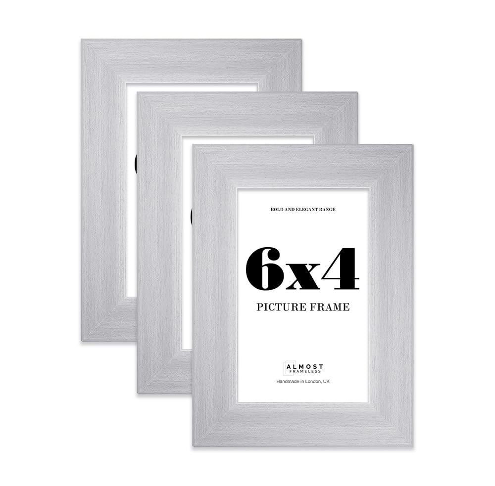6x4 Photo Frame, Display 6x4 Pictures (15.2 x 10.2cm) Picture Frame for wall Display - Silver - 3 Pack — image 1