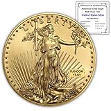 1986 - Present (Random Year) 1/2 oz American Gold Eagle Brilliant Uncirculated (BU -Type 1 or 2) with Certificate of Authenticity $25 Mint State