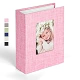 Ainiv Album Foto 15x10 cm, 100 Tasche, Mini Album in Lino a Incastro, Albums di Grande Capacità con Finestra di Copertina Personalizzata per Anniversario di Matrimonio Famiglia Neonato Vacanza (Rosa)