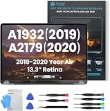 LHM A1932 2019 Jahr / A2179 2020 Jahr Ersatzbildschirm 13,3" für MacBook Air Retina (Modell: EMC 3302 EMC 3184 MVFH2 MVFJ2 MWTJ2 MWH22) Komplette LCD-Bildschirmbaugruppe mit Befestigungssatz (grau)