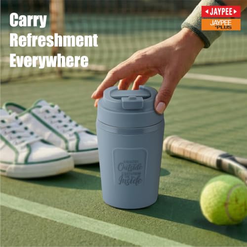 Image of JAYPEE ZIPSIP Pu Insulated Stainless Steel Coffee Mug 325 ml Travel Mug Suitable for Car, Tumbler Bottle, Tea Cup, Matte Finish Non Slip, P. Plum