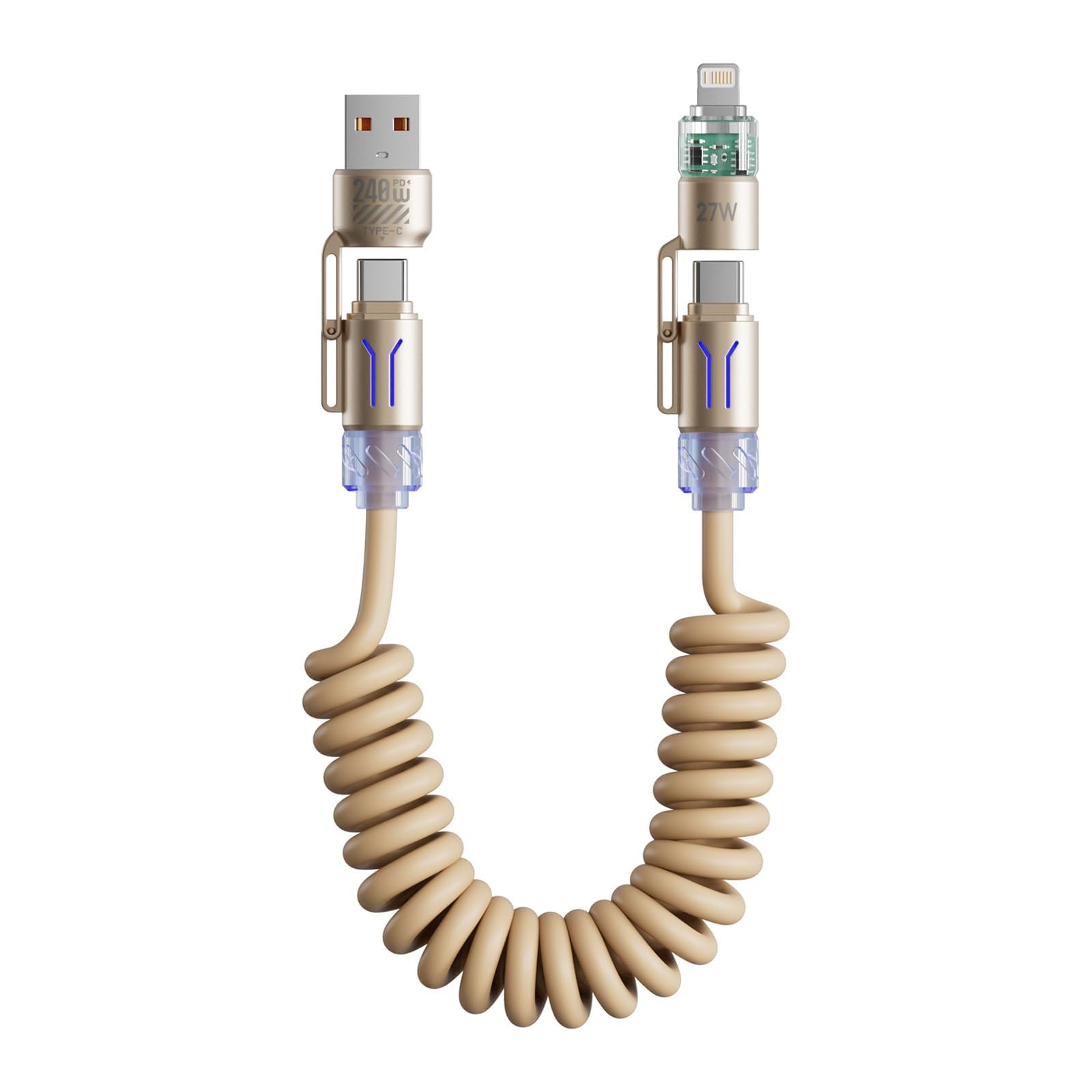Verilux 4-in-1 Retractable USB to Type C Cable for iPhone - Image 1