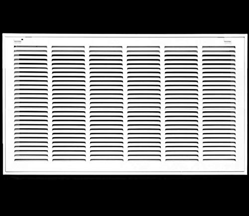 Free Shipping 🛒 28" X 18" Steel Return Air Filter Grille for 1" Filter - Easy Plastic Tabs for Removable Face/Door - HVAC Duct Cover - Flat Stamped Face -White [Outer Dimensions: 29.75w X 19.75h]