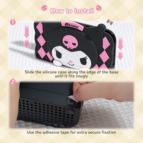 Image of Kuitmor Protective Cover Compatible with Switch 2025 Charging Dock, 3D Soft Silicone Switch 2 Dock Sleeve, DIY Replacement Housing Shell for Dock, Decorative Base Shell (Kuromi)