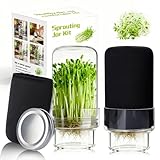 Updated Sprouting Kit - 2 Sprouting Jar Kits, Wide Mouth Quart Mason Jars with Sprout Lids, Blackout Sleeves, Drain Cover, Perfect for Home Gardeners, Health Enthusiasts & Vegan Diets