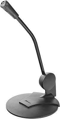 Trust Primo Micrófono PC con Cable 180 cm, Conexión Jack 3,5 mm, Ángulo Ajustable, Soporte Adhesivo, Plug and Play, para PC, Ordenador Portátil, Mac – Negro