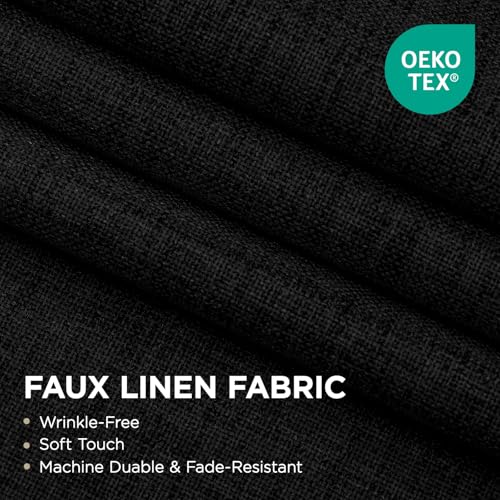 Image of Joydeco Black Curtains 96 Inch Long Blackout Curtains 2 Panels Set, Faux Linen 100% Black Out Drapes for Bedroom, Thermal Insulated Grommet Room Darkening Drapes for Living Room