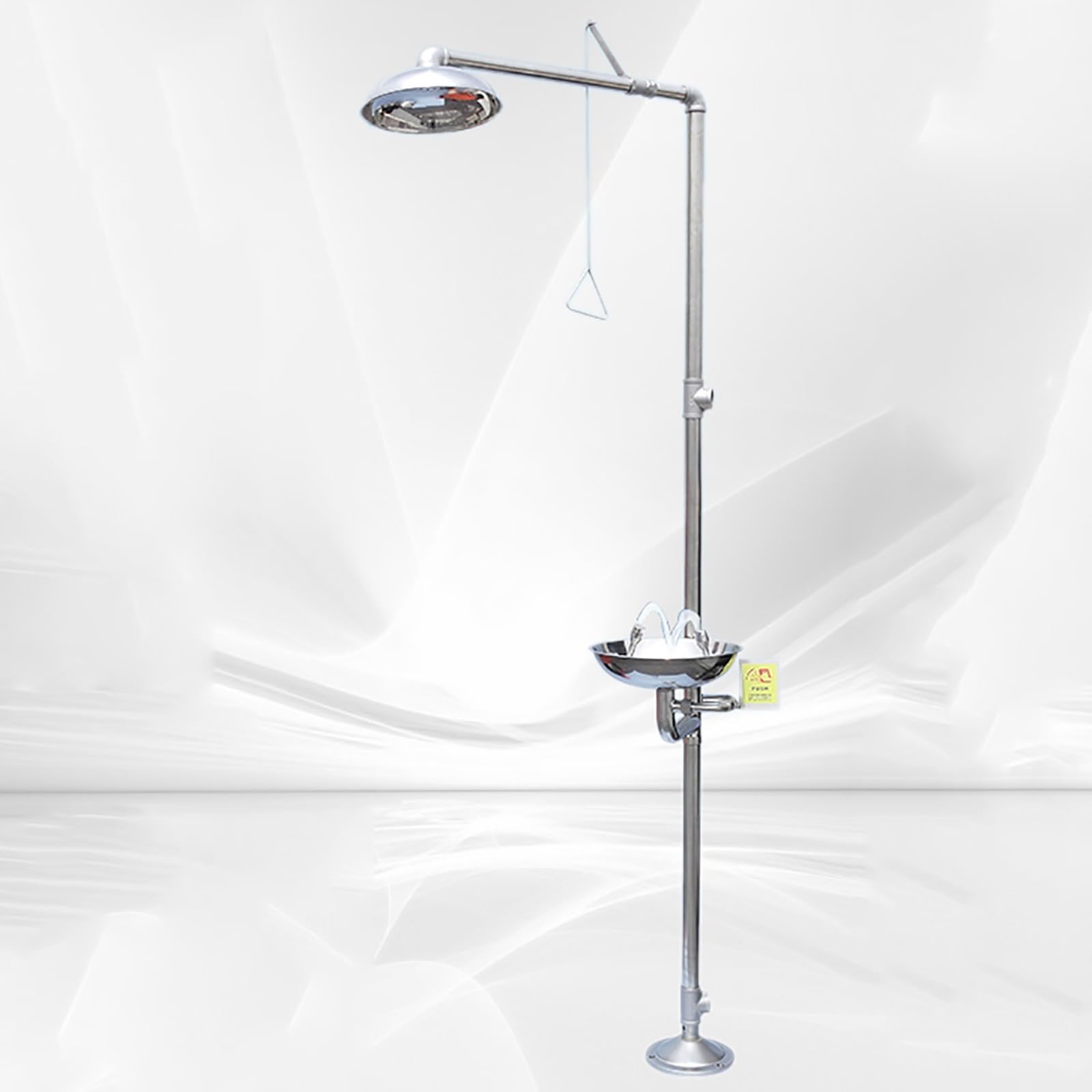 Ensemble combiné de Douche et de Lave-Yeux d'urgence, en Acier Inoxydable 304, pour Laboratoire/Usine en extérieur (argenté)