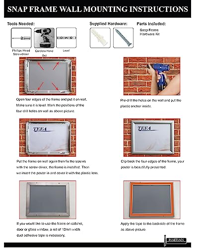 10 Pack Of Haitian Snap Poster Frame Wall Mounting, 8.5 X 11 Inch Size Front Loading, Silver Color,1" Aluminium Profile,0.07 Inch Thickness Hard Plastic Back Panel. #TOP4