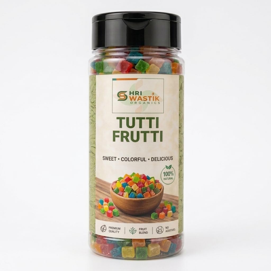 Shri Swastik Organics Colourful Tutti Frutti Cherries | Tutti Frutti For Cake, Ice-Cream, Shakes decoration | 200 Gram-image-32