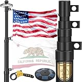 11 Gauge Telescoping Flag Pole for Outside House with Solar Light, 25 FT Heavy Duty 45K PSI & 95 HBW Hard Aerospace Aluminum Flagpole Kit, 120MPH Wind Unbending Telescopic Outdoor In-Ground Flag Poles