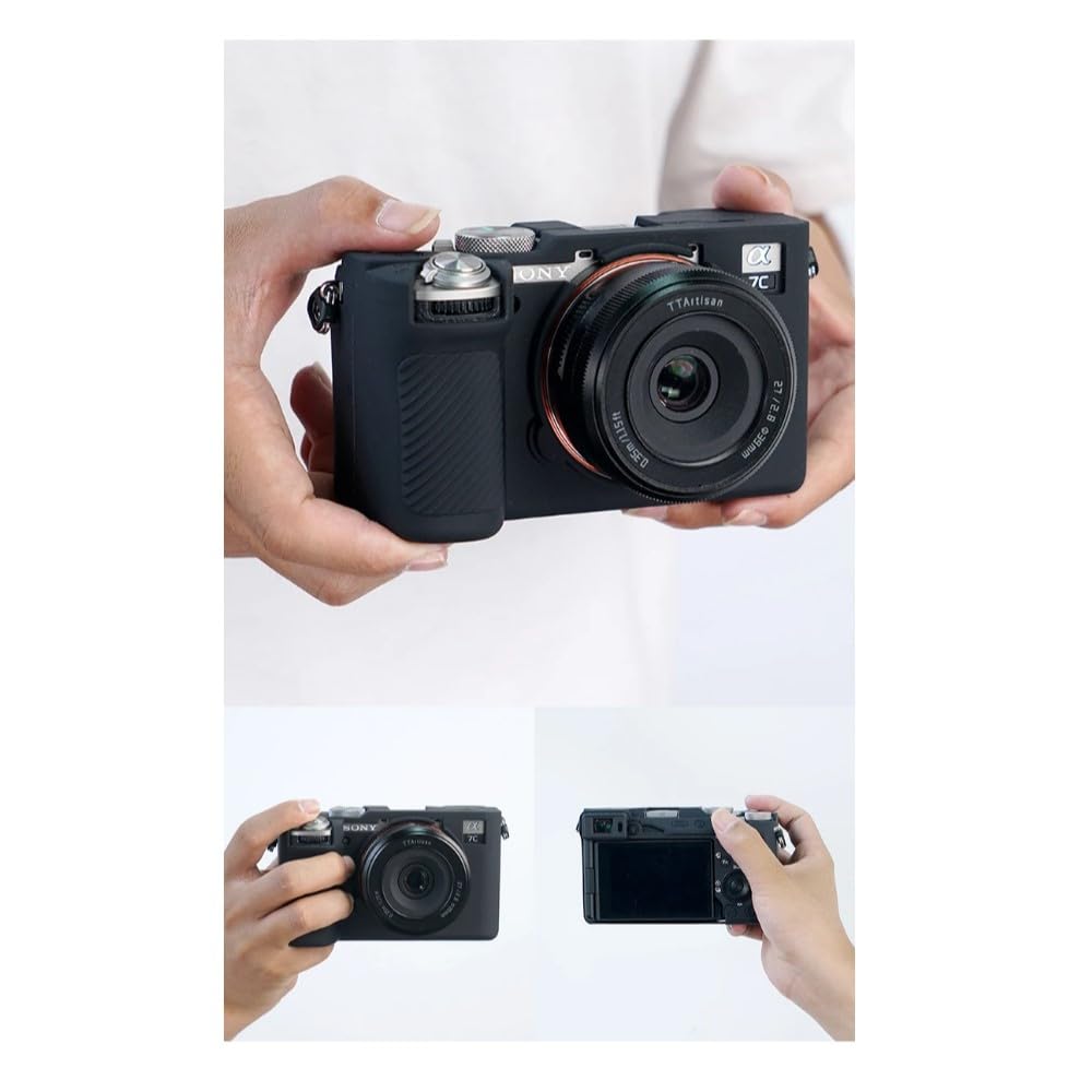 Miękki silikonowy futerał na aparat czarny gumowy pancerz skórka osłona korpusu ochraniacz do aparatu Sony Alpha a7C II
