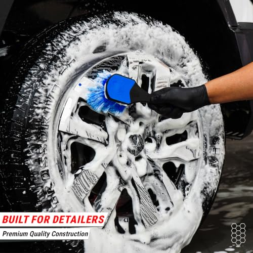Image of Wavex Wheel & Exterior Cleaning Brush for Car & Bike Detailing | Soft Blooming PVC Bristles | Multi-Surface Cleaning Brush for Wheels, Exterior Trim, Plastic Parts & Upholstery