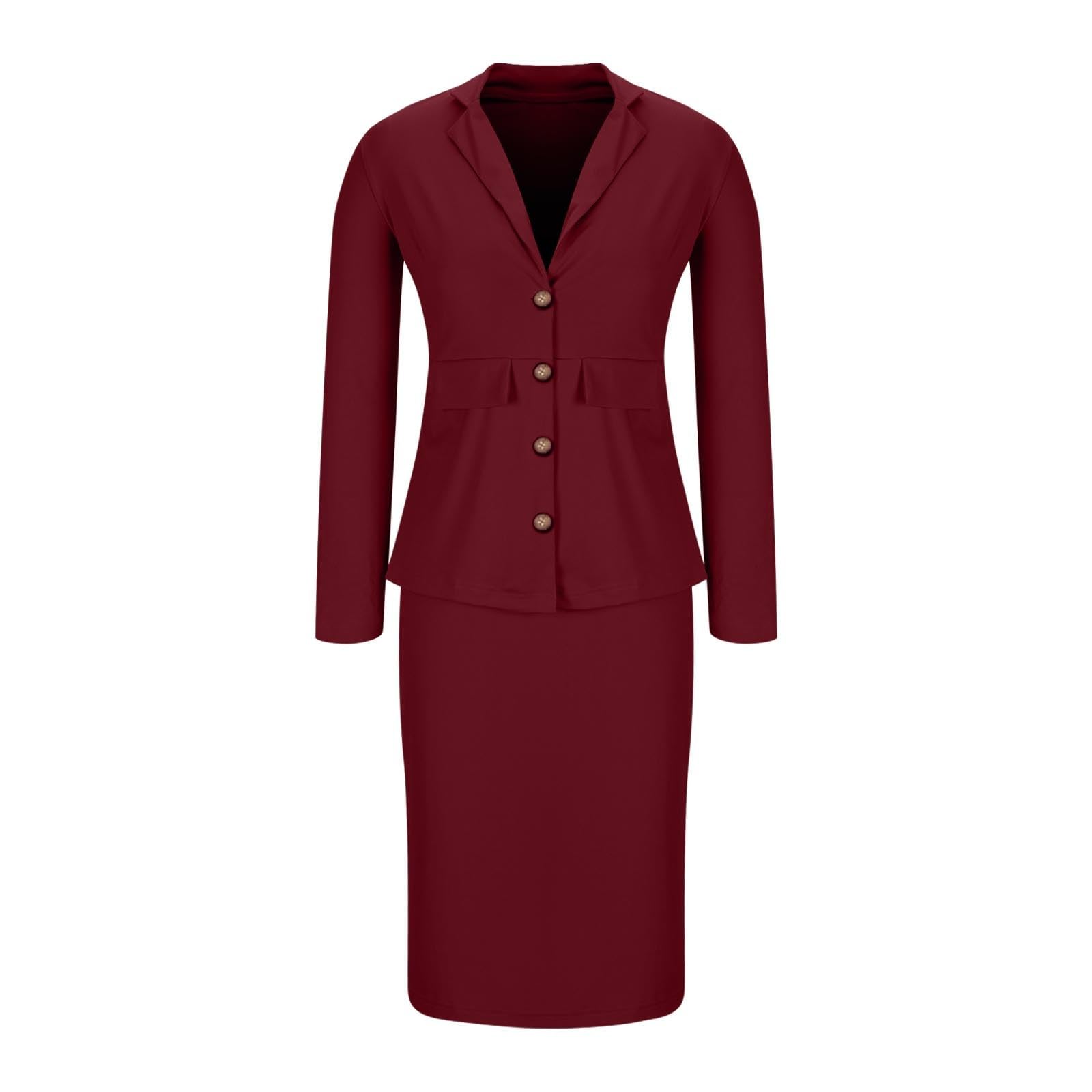 Damen Rock Anzüge 2 Stück Anzug Rock Set Business Casual Langarm Blazer und Bleistiftrock Solide Slim Fit Jacke Rock Elegant Büro Hochzeitsgäste