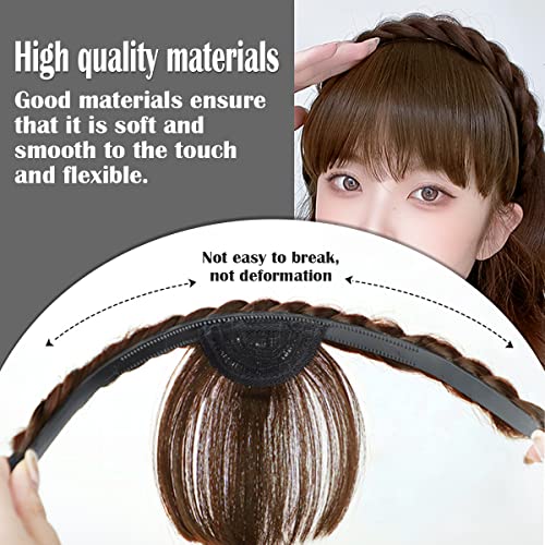 FERCAISH Front Hair Bangs Wigs Headband, French Bangs Fringe Hair Extensions Synthetic Wigs for Women Girls (Light Brown - Image 4