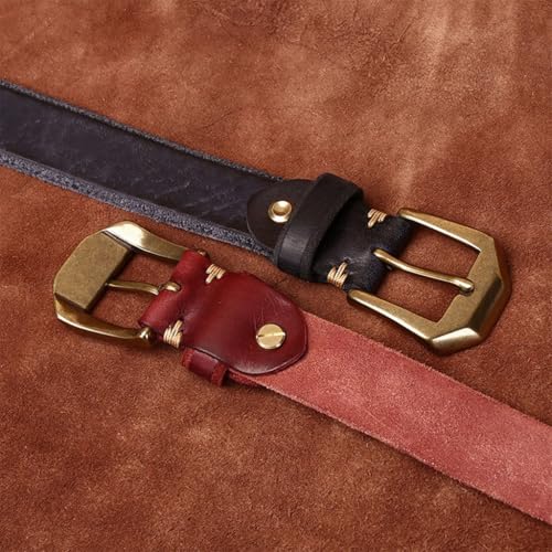 5.5mm Extra Thick Cowhide Leather Belt 3.8cm Wide Vintage Copper Pin Buckle Raw Edge Men's Gift4