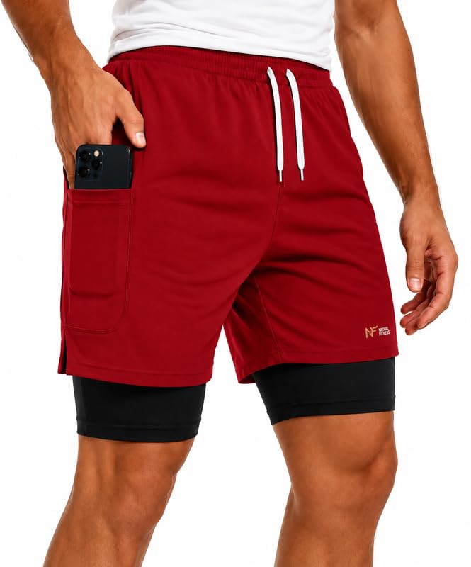 nikhil fitness Men's 2 in 1 Sports Shorts with Inner Compression Layer Gym Running Wear-picture-13