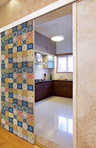 Image of WallDesign Fractal Pattern Tile Self-Adhesive Sticker - 16 x 24 inch Waterproof Easy Clean Durable Vinyl Decorative Film for Kitchen Counter, Washbasin, Table, Wall, Cupboard