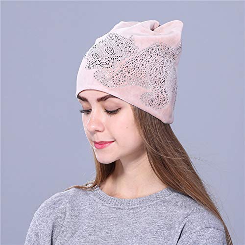 Bonnet tricoté femme chapeau automne hiver avec pierre du rhin
