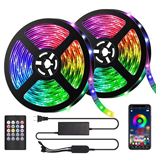 10M LED Strips, BACKTURE LED Streifen 300 LEDs 5050RGB Licht mit Fernbedienung und App Steuerung Timing Management Musik Mikrofonsynchronisation für Zuhause, TV, Decke, Festival