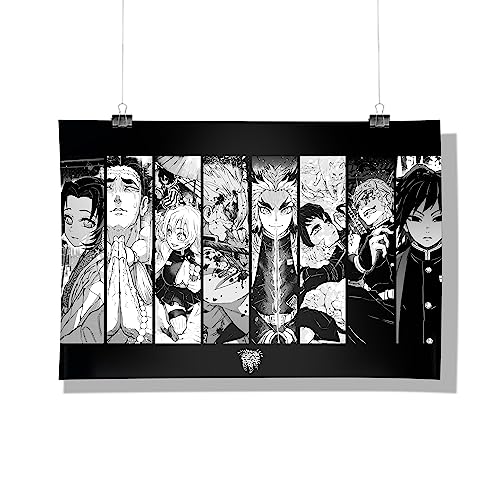 Image of MCSID RAZZ - Demon Slayer - Hashiras - Destroy the Demons Design A4 Size Poster (With Frame) - Best Gift For Demon Slayer Fans /Best Artifacts To Your Home & Decor /For Anime Fandom