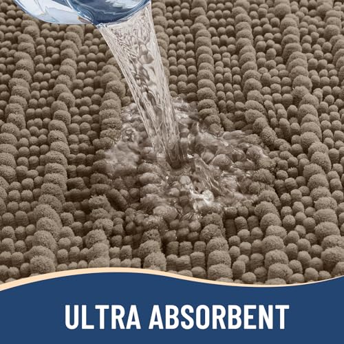 Image of Arotive Luxury Large Bathroom Rugs 44x32, Extra Soft Thick Absorbent Shaggy Chenille Bath Rugs, Machine Wash Dry, Bath Mats for Bathroom Floor, Tub and Shower, Home Decor Accessories, Camel