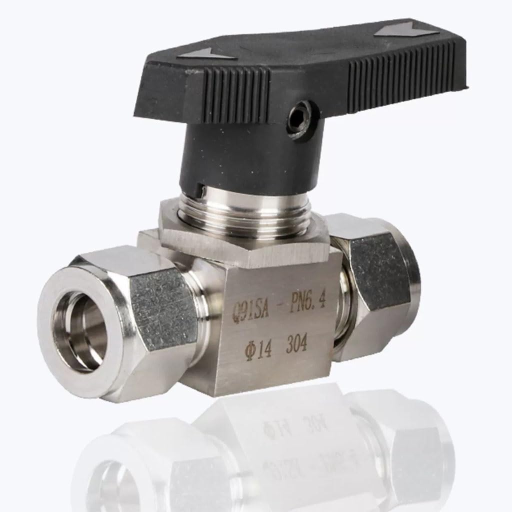 Válvula de Bola Acero Inoxidable 304 con Doble Casquillo, 1/2", 1/8", 3/8", 1/4", Interruptor 2 vías, 1 Unidad(1/8 Inch)