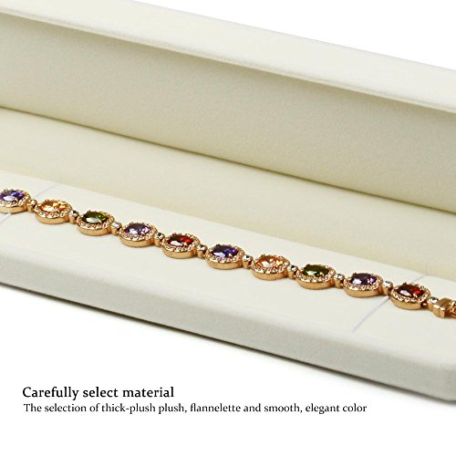 Velvet Bracelet Necklace Box Jewelry Gift Boxes for Bracelet Necklace Chains Choker For Birthday, Wedding, Valentine's Day Mother's Day Gifts (White)