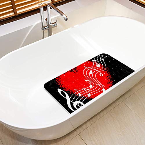 Alfombrilla de baño ovalada con notas musicales lavable 6
