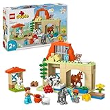 Lego Mi Ciudad Duplo Cuidado de Animales en la Granja - Juguete Montessori para Bebés - Casa con Figuras de Animales Inc. Caballos, Vacas y Gallina - Regalo para Niñas y Niños de 2+ Años 10416