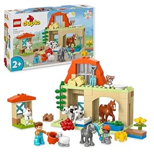 LEGO DUPLO Town Tierpflege auf dem Bauernhof - Spielzeug für Kinder - Montessori Spielzeug -Bauernhof mit Tierfiguren - Pferd, Kuh und Huhn - Lernspielzeug für Mädchen und Jungen ab 2 Jahren - 10416