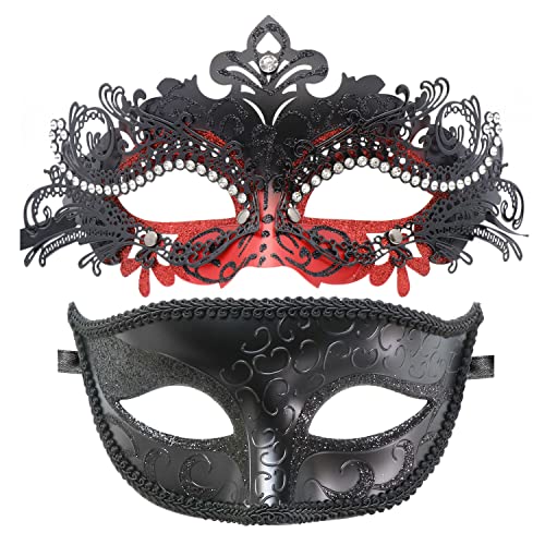 Image of Coddsmz Couple Masquerade Mask Set - Venetian & Mardi Gras Mask for Women & Men