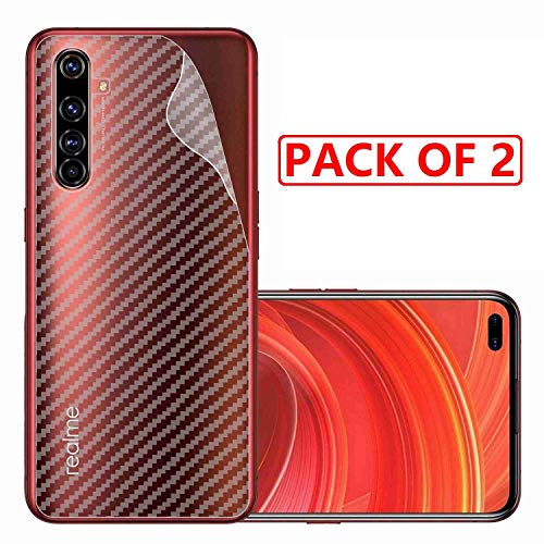 Image of Compatible with (Pack of 2) Oppo Realme X50 Pro Back Screen Protective Film Carbon Fiber Skin Transparent Screen Guard Sticker