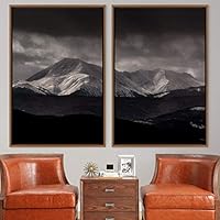 2 Piece Framed Canvas Wall Art Monochromatic Mountains Canvas Prints Home Artwork Decoration for Living Room,Bedroom - 16