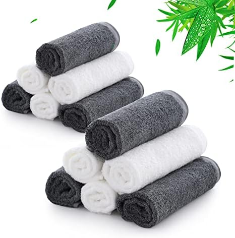 JEFFSUN Bamboo Wash Cloths for Washing Face and Body, Silky Soft Bath Washcloths, Super Gentle & Skin Friendly Face Towels for Sensitive Skin, Baby Skin (13 X 13 inch - Pack of 12)