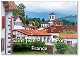 Dimensions : 53 x 80 mm Aimant de réfrigérateur Maisons basques dans les Pyrénées Saint Jean Pied de Port France