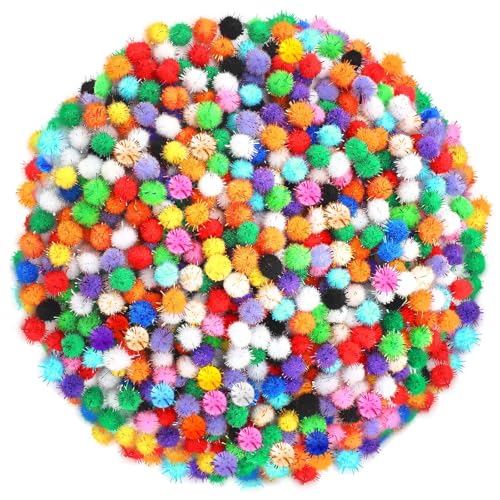 SEPGLITTER Pom Poms Balls 1000 Pieces Mini Sparkle Glitter Pom Poms for Holiday Crafts Making DIY Miniature Christmas Decorations Accessories