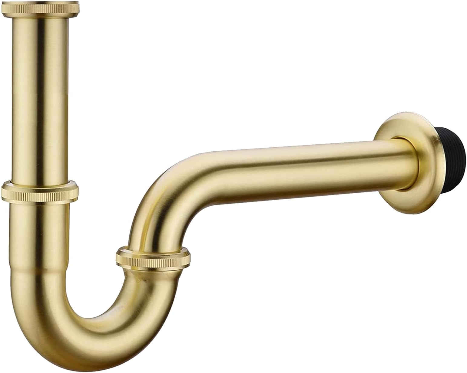OUGOO Bathroom Sink P Trap, 1 1/4 Bathroom Basin Sink Waste Trap Drain Kit with Flange and Slip Joint Extension Tube Drain Tailpiece, Adjustable Height, Gold