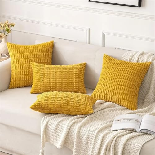 Housse de coussin en velours côtelé déco salon et chambre 40x40 - 7
