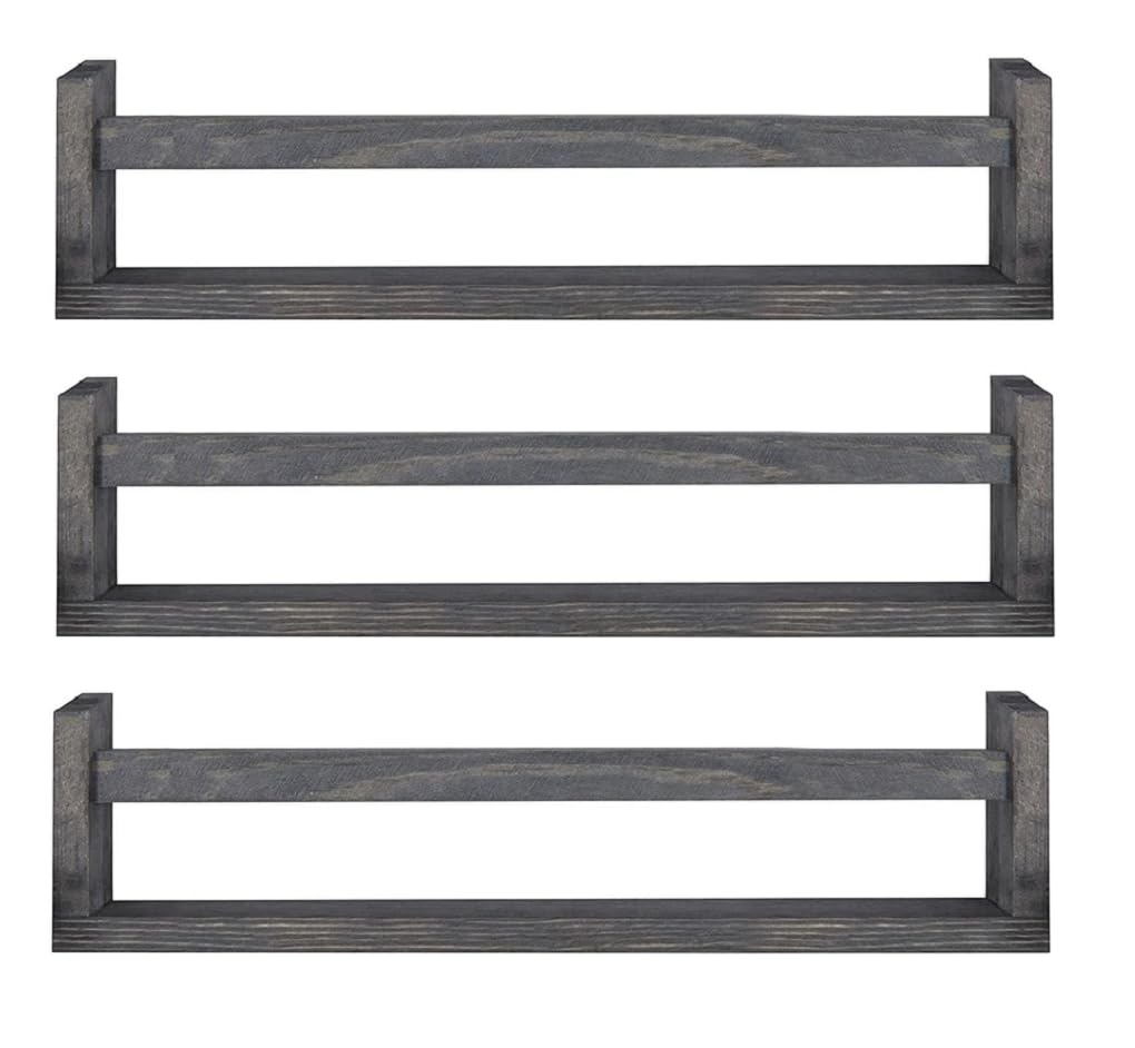 Optimal Products Set Of 3 Wooden Spice Rack Ikea Shelf Bekvam Jar Storage New Wall Aspen Book Mounted Holder Bekväm 40cm Sealed Kitchen Nursery Book Holder Kids Shelf Storage Organisation (Grey)