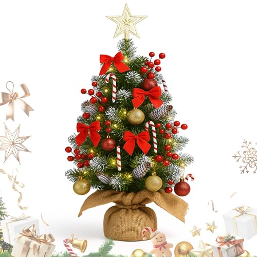 60cm Mini Künstlicher Weihnachtsbaum: Weihnachtsbaum LED Kompakter...