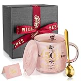 Geschenke zum 50 Geburtstag Frau, Fabelhafter 50. Limited Edition – 400ml Marmor Kaffeetasse mit Golddruck, Geschenk für ihre, Mutter, Ehefrau, Tante, Beste Freundin, Schwester, Schöne Geschenkbox